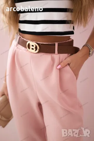 Дамски панталон с колан и джобове, 6цвята , снимка 4 - Панталони - 48831687