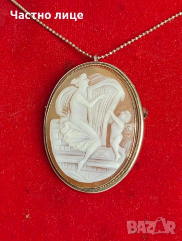 Прекрасна Старинна Френска Камея в Сребърен Обков 19 век
