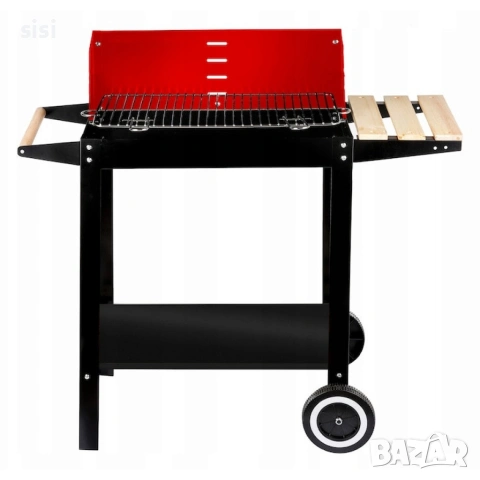 Градинско барбекю на колела, емайлирана стомана, 4 степени + Подарък 3 прибора, снимка 5 - Барбекюта - 54176862