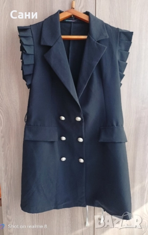 Черен дълъг елек , снимка 3 - Елеци - 51631964