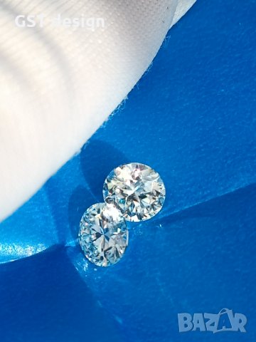Уникални двойка 2 карата Фенси E Бял Мойсанит Диамант Moissanite Diamond фасет, снимка 3 - Обеци - 35433362