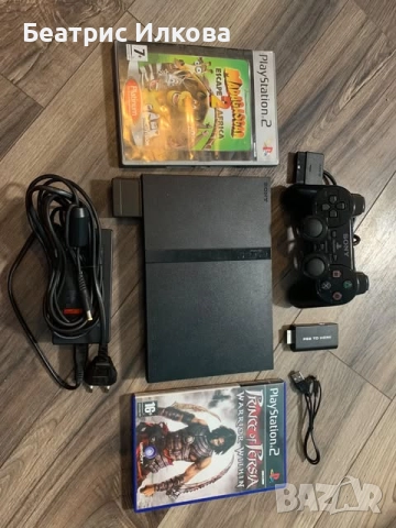 Playstation 2 - SCPH 75003 + адаптер PS2 към HDMI +2 игри В ОТЛИЧНО СЪСТОЯНИЕ