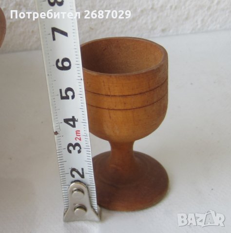 дървен съд и стар сервиз  с 7 чаши и кръгъл поднос, листо, копанка, снимка 6 - Други - 30304769