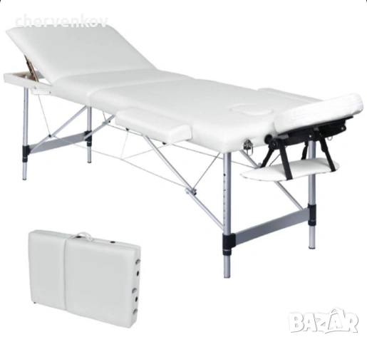 Двусекторна алуминиева козметична масажна кушетка -бял и черен цвят, снимка 3 - Кушетки - 53166129