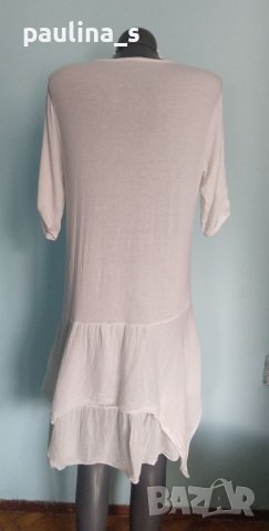 Два броя / Бяла комбинирана туника с набиращи се ръкави / Италия / италианска туника, голям размер , снимка 9 - Туники - 37196601