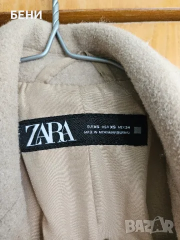 ZARA бежово дамско палто , снимка 5 - Палта, манта - 49421301