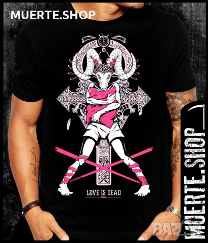 Черна тениска с щампа LOVE IS DEAD