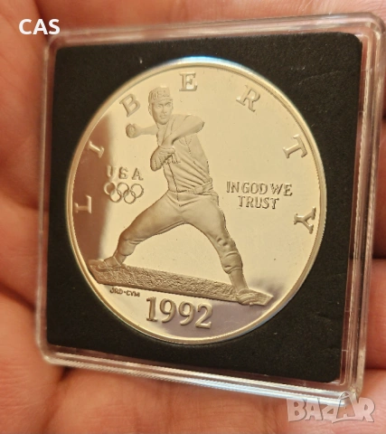 1 Долар 1992 САЩ - сребро , снимка 6 - Нумизматика и бонистика - 54347462