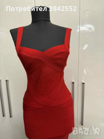 Червена Бандажна Рокля, снимка 3 - Рокли - 53229777