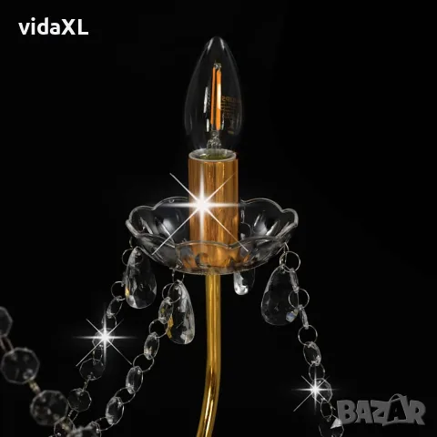 vidaXL Полилей с кристали, златист, 8 х Е14 крушки, снимка 5 - Полилеи - 56146570
