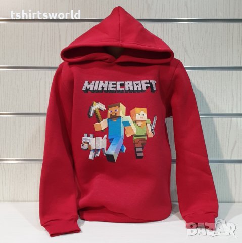Нов детски суичър с дигитален печат MINECRAFT (Майнкрафт) в червен цвят, снимка 6 - Детски анцузи и суичери - 39094856