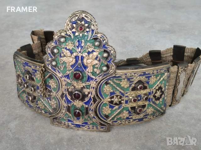 220 годишен възрожденски сребърен колан Беломорска Тракия Дедеагач пафти пафта, снимка 3 - Антикварни и старинни предмети - 51863953