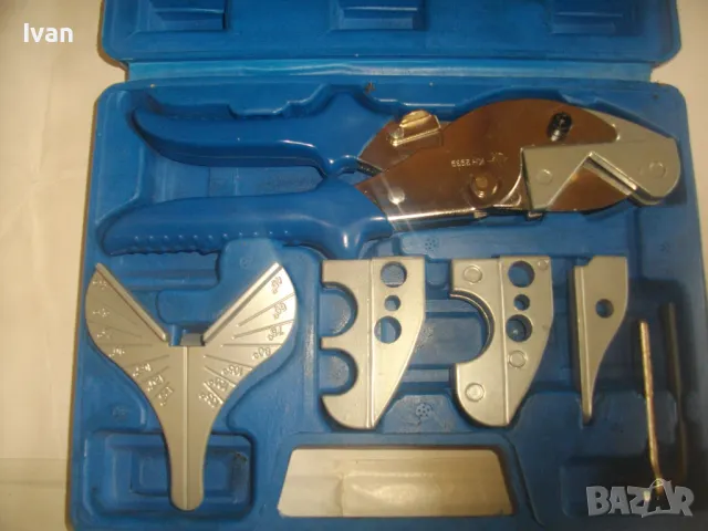 НОВА НЕМСКА ОРИГИНАЛНА РЪЧНА НОЖИЦА 5 ПРИСТАВКИ ЗА РЯЗАНЕ НА ПВЦ ТРЪБИ ЛАЙСНИ ПРОФИЛИ POWERFIX PROFI, снимка 4 - Други инструменти - 48998330