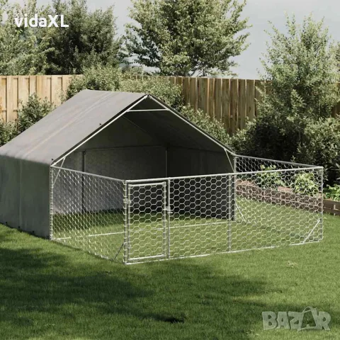 vidaXL Открита кучешка колиба с бягаща пътека 5x3x1,9 m, снимка 2 - За кучета - 56147016