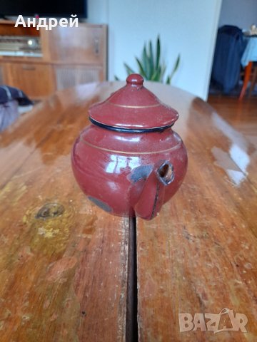 Стар емайлиран чайник #23, снимка 2 - Антикварни и старинни предмети - 42923806