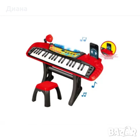 Детска йоника със звукови ефекти, микрофон, седалка и свързване към телефон, снимка 2 - Музикални играчки - 48344909