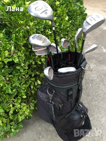 Английски комплект голф стикове в голф калфа и сгъваема количка , снимка 2 - Голф - 50913320
