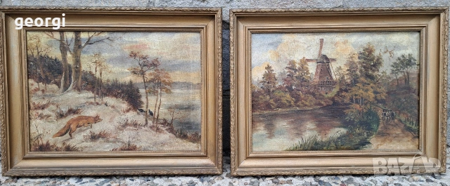 две антични картини маслени бои върху платно на художника M. Vasseax