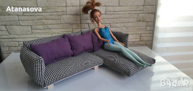 диван за кукли Барби, обзавеждане подходящо за къща за кукли, снимка 7 - Кукли - 44238087