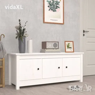 vidaXL Шкаф за обувки, бяла, 110x38x45,5 см, бор масив（SKU:814600）, снимка 2 - Шкафове - 48806364