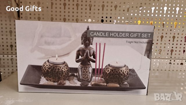 Дървен свещник за чаени свещи , Буда 