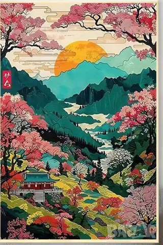Платно/принт /Японски пейзаж/ с рамка/ 30 /40 см.