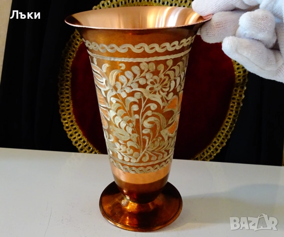 Писан меден бокал,чаша 500 мл.,чиста червена мед. , снимка 4 - Антикварни и старинни предмети - 51937521