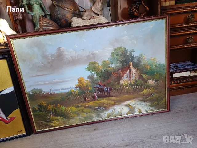 Голяма маслена картина с подпис от автора., снимка 7 - Картини - 47542567