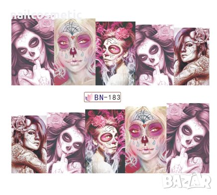 Водни стикери за маникюр черепи, снимка 4 - Продукти за маникюр - 30500462