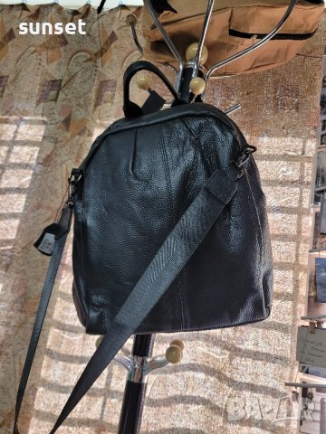  черна раница+ чанта ЕСТЕСТВЕНА кожа , снимка 12 - Раници - 44493963