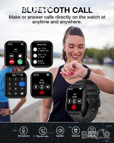 Нов Смарт часовник за мъже жени 1.83инча Android iPhone Подарък, снимка 4 - Смарт гривни - 42521888