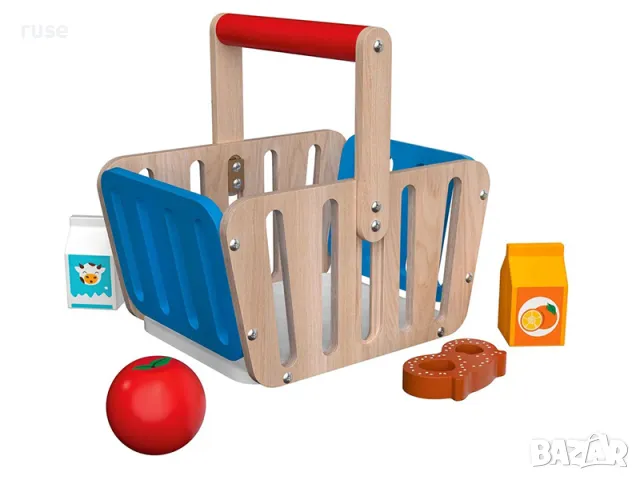 НОВИ! Детска дървена пазарска кошница с продукти, снимка 4 - Образователни игри - 49271051