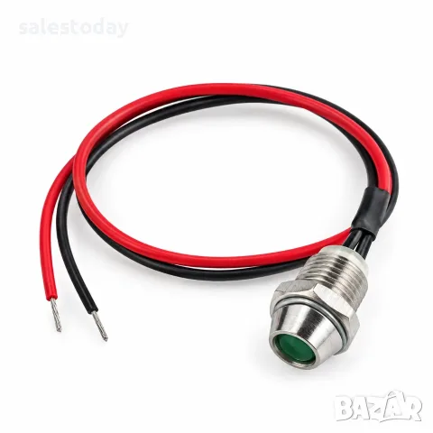 Индикатор лампичка за авто табло, зелен цвят, 12V