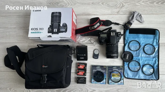 Canon EOS 70D с обектив EFS 18-135mm IS STM и аксесоари, снимка 2 - Фотоапарати - 56106979