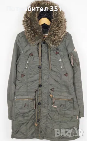 Дамско зимно яке , тип парка / khujo vintage 30102662 parka green, снимка 3 - Якета - 48021975