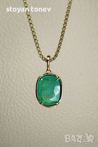 Медальон с турмалин в 14кт златен обков! Нов! Сертификат!, снимка 2 - Колиета, медальони, синджири - 46938955