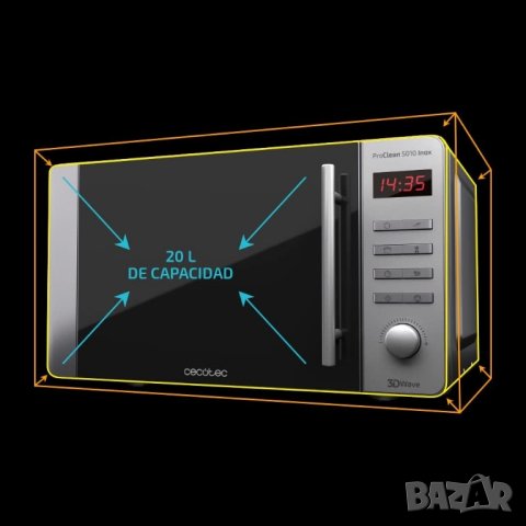 Микровълнова Фурна Cecotec ProClean 5010 Inox 20L 700W Неръждаема Стомана, снимка 2 - Микровълнови - 42445092