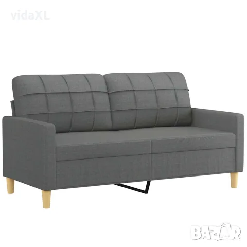 vidaXL 2-местен диван, тъмносив, 140 см, плат