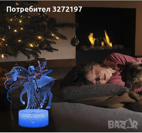 Холограмна 3DLED лампа Еднорог и Принцеса-дистанционно управление 16цвята+други режими на управление, снимка 8 - Настолни лампи - 49481992