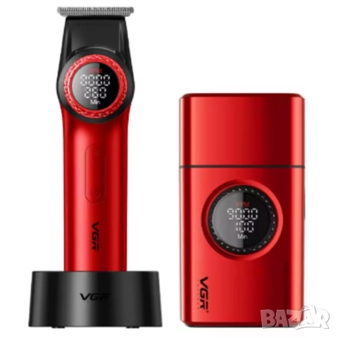 Професионален комплект 2 в 1VGR-машинка за подстригване +електрическа самобръсначка с LED светлина, снимка 6 - Друга електроника - 52775002