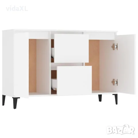 vidaXL Сайдборд, бял, 102x35x70 см, инженерно дърво, снимка 4 - Бюфети - 56147832