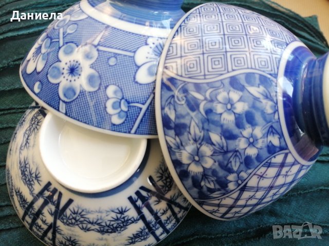 Китайски порцелан в син цвят - 5 броя, снимка 2 - Сервизи - 42930047