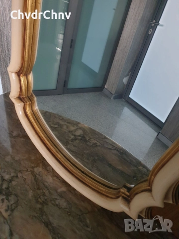 Барокова тоалетка/дървена конзолна масичка с огледало/маса-мрамор-дърворезба, снимка 11 - Антикварни и старинни предмети - 48984380