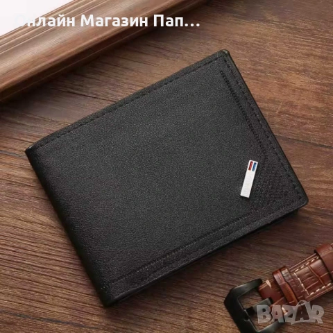 Мъжки портфейл от еко кожа – тънък бизнес портфейл с щипка за пари и отделения за карти, снимка 6 - Портфейли, портмонета - 53218351