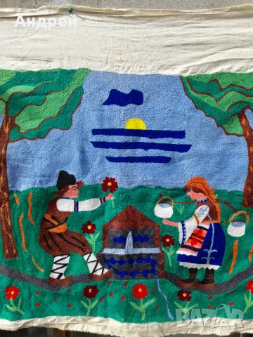 Старинен фъкан ковьор,покривка за стена #283, снимка 4 - Антикварни и старинни предмети - 49862460