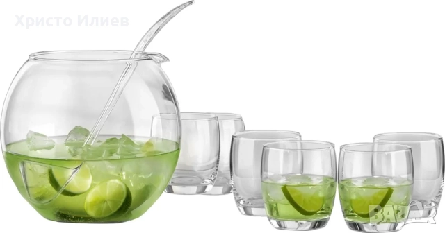 Комплект за пунш Голяма купа за пунш и 6 чаши парти комплект, снимка 4 - Чаши - 52140905