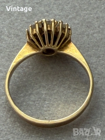 Старинен златен пръстен с естествени камъни , снимка 7 - Пръстени - 54304792