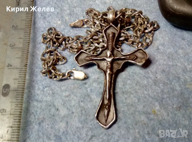 ГОЛЯМ СРЕБЪРЕН КРЪСТ ОКСИДИРАНО СРЕБРО ВИСОКА ПРОБА със СРЕБЪРНА ВЕРИЖКА СРЕБРО 925 АРТ КРЪСТ 40219, снимка 7 - Колиета, медальони, синджири - 49246402