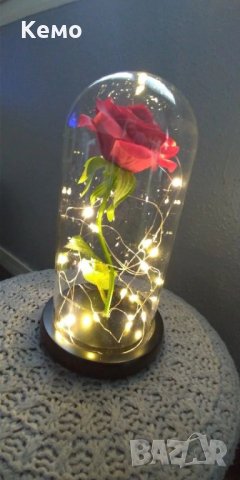 Роза в стъкленица с лед светлина, снимка 4 - Подаръци за жени - 27758639