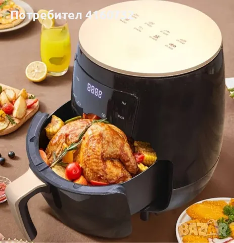 Air Fryer 6 литра, електрически уред за готвене с горещ въздух , снимка 3 - Печки, фурни - 47465965